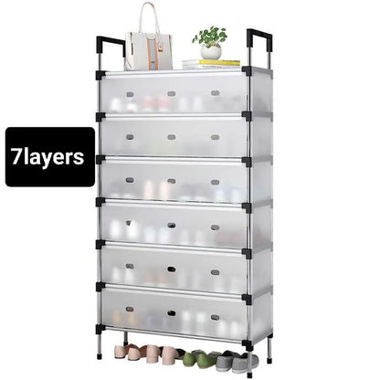 Stackable Dustproof Shoe Rack with Flip-Up Covers | 5, 6 & 7 Layers