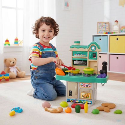 My Little Kitchen Happy Cook – 45 Pcs Pretend Play Kitchen Set for Kids