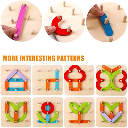 Alphabet ABC 100 Collage Learning Board - Wooden Letter & Shape Building Kit for Kids 36M+
