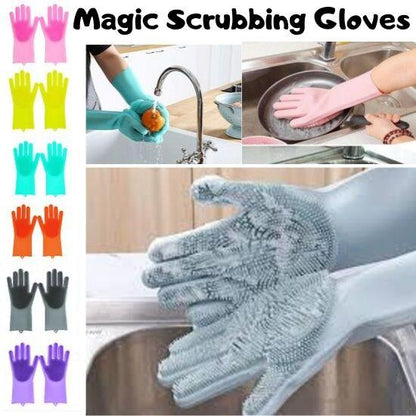 Magic Silicone Scrubbing Gloves – Pack of 2 | Kitchen Cleaning Gloves