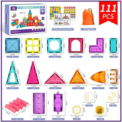 Magnetic DIY Building Blocks Set – 111 Pieces (Ages 3+)
