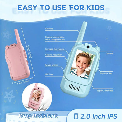 Kids Video Walkie Talkie – Rechargeable | 480P Camera | 300M Range