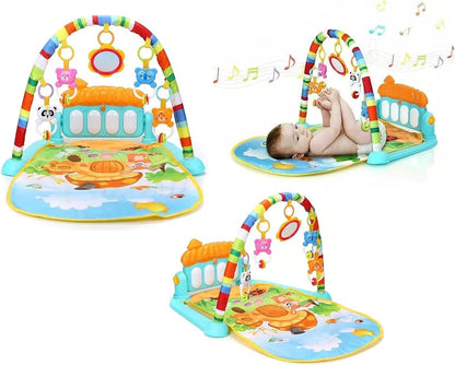 3-in-1 Musical Baby Play Gym & Activity Mat Fitness Rack with Piano Keyboard