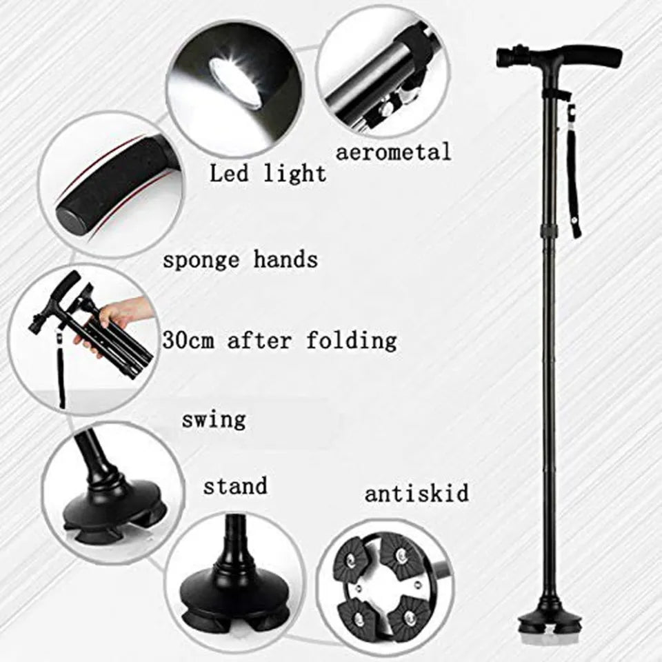 Trusty Cane Folding Walking Stick with LED Lights