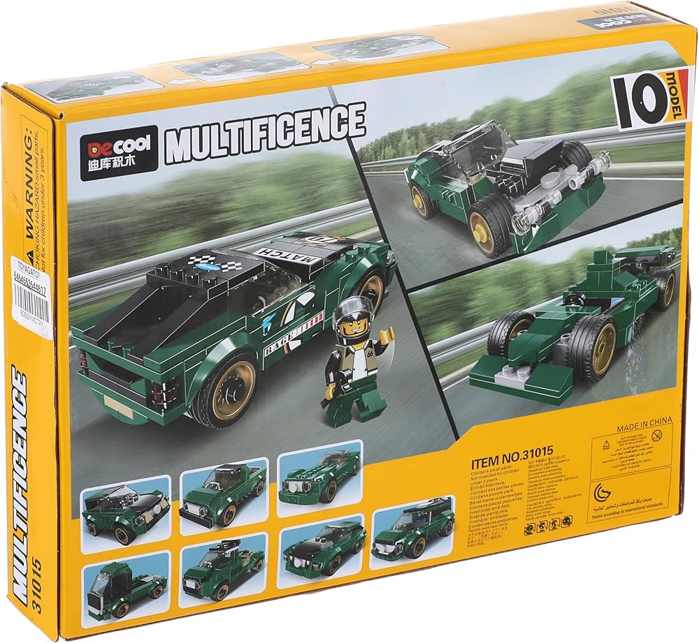 10-in-1 سپر ریسنگ کار بلڈنگ بلاکس سیٹ - 195+ ٹکڑوں میں 6+ عمر کے بچوں کے لیے تعلیمی STEM کھلونا