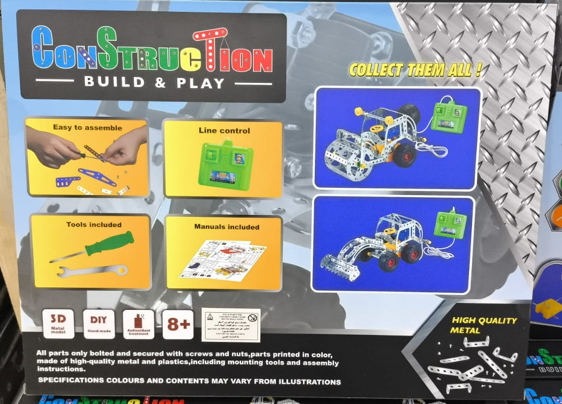 Metal Construction Build & Play RC Excavator – 221+ Pieces STEAM Toy - Polylong 702