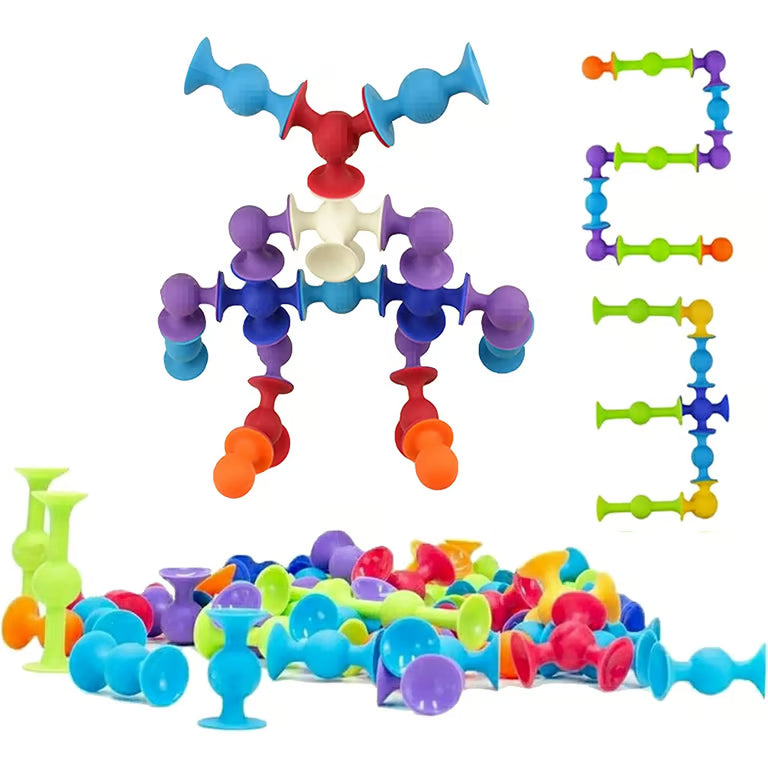 Silly Suckers 36 Pieces - Bathtub Toys for Kids Age 3+ | Building Construction Set