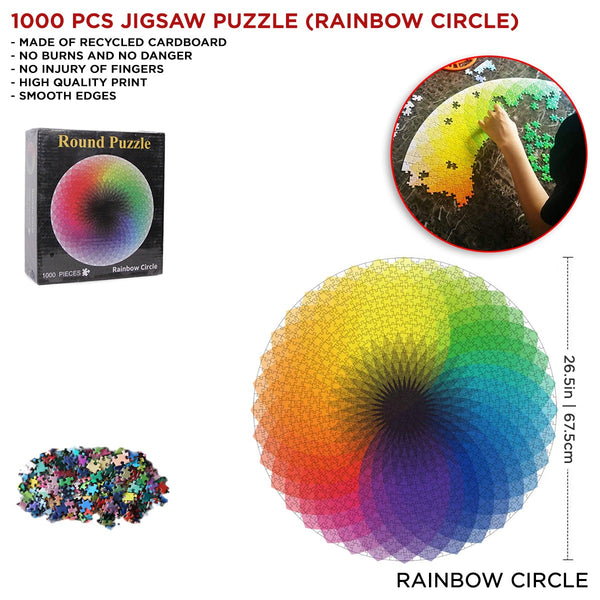 1000 Pcs Round Jigsaw Puzzle – Rainbow Circle | Fun Family Activity