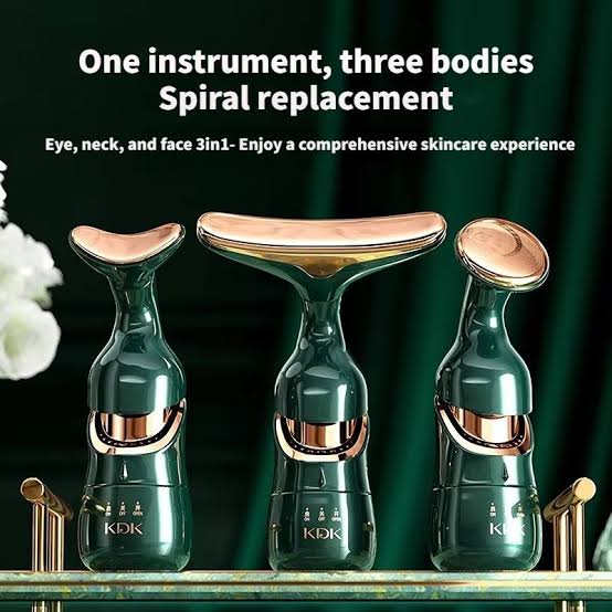 3-in-1 Face, Neck & Eye Beauty Massager – Spiral Interchangeable Heads
