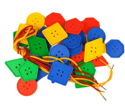 DIY Building Blocks Set - Colorful Geometric Shapes Threading Toy for Kids