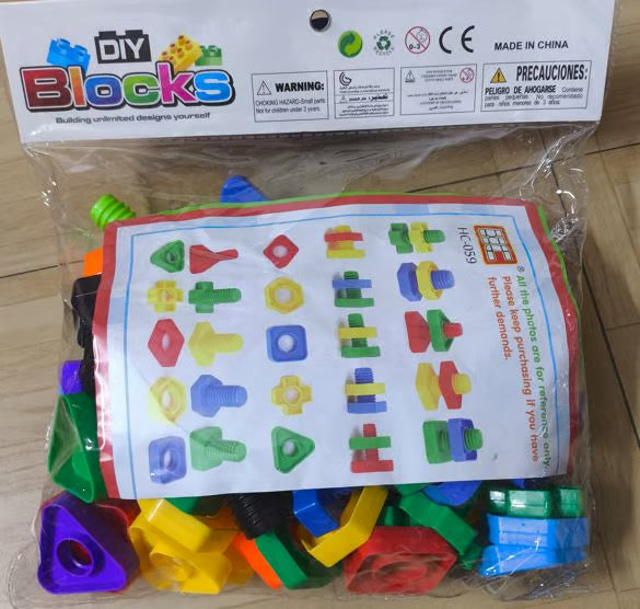 DIY Building Blocks - Colorful Nuts and Bolts Construction Toy Set for Kids