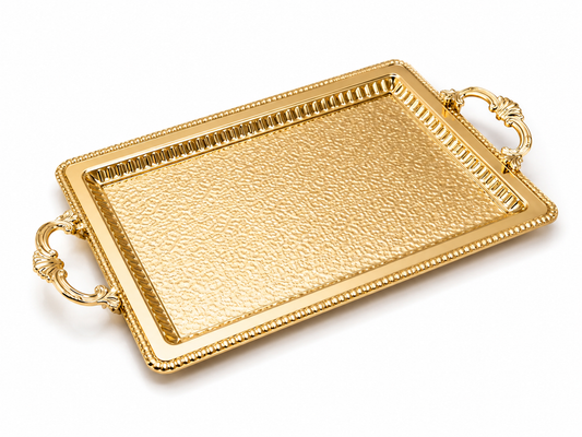 Royal Gold Decorative Serving Tray with Ornate Handles