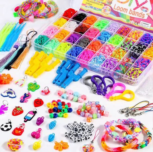 رینبو لوم بینڈز کرافٹ کٹ - بچوں کے لیے DIY بریسلیٹ بنانے کا سیٹ