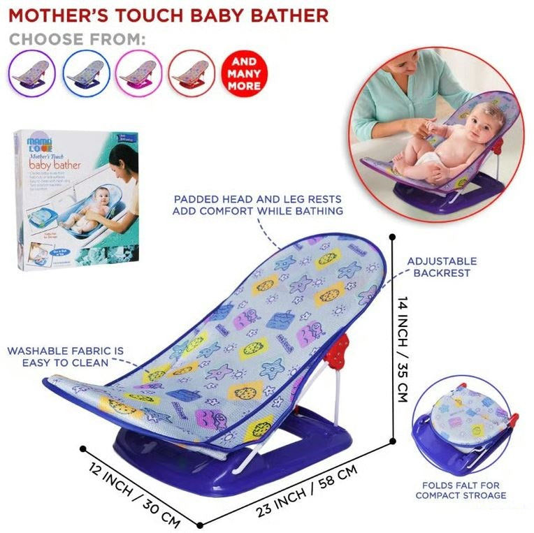 Mother's Touch Baby Bather - Adjustable Newborn Bath Seat with Padded Support