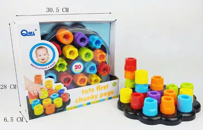 کیو ایم ایل چنکی پیگز اسٹیکنگ ٹوائے - 20 رنگین پیسز میچ اور اسٹیک لرننگ سیٹ چھوٹے بچوں کے لیے