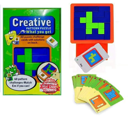 Creative Pattern Puzzle Game - 60 Challenge Cards Brain Teaser for Kids