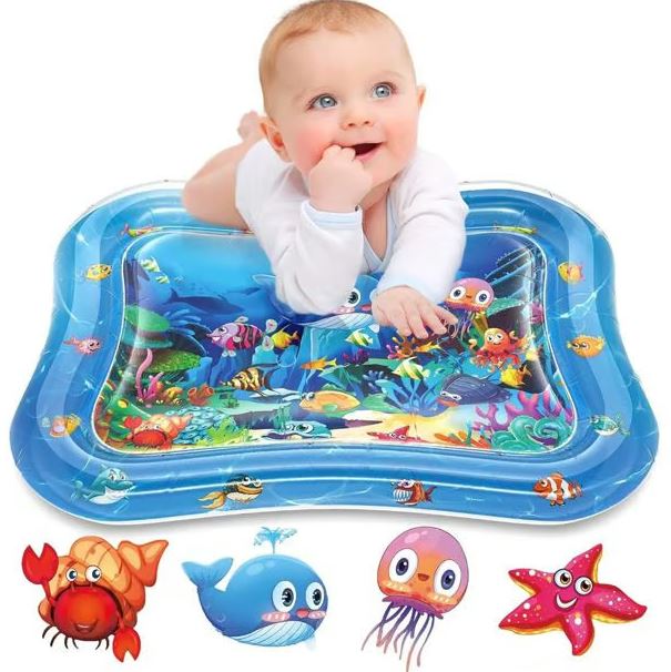 بیبی واٹر پلے چٹائی - شیر خوار بچوں کے لیے Inflatable ٹمی ٹائم سینسری کھلونا۔