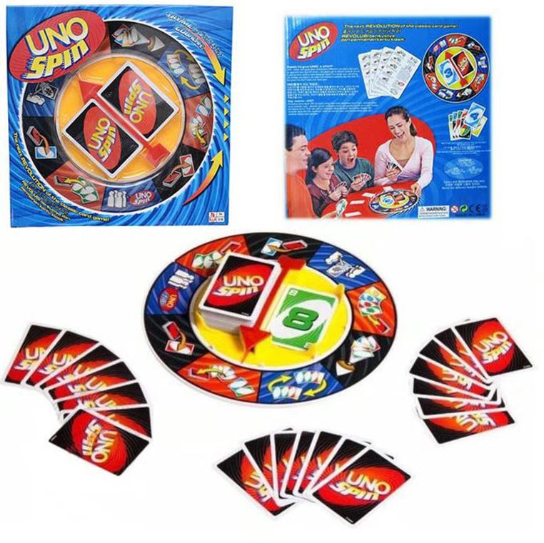 UNO Spin Card Game - Fast-Paced Family Board Game with Spinning Wheel