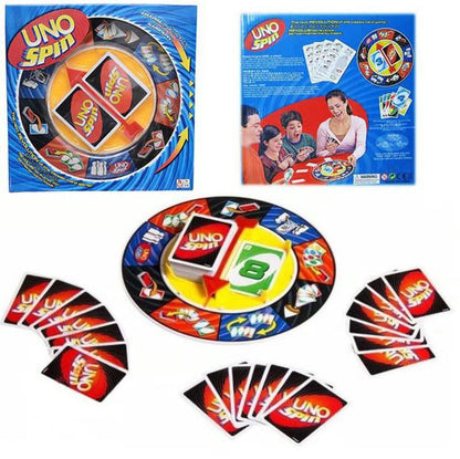 UNO Spin Card Game - Fast-Paced Family Board Game with Spinning Wheel
