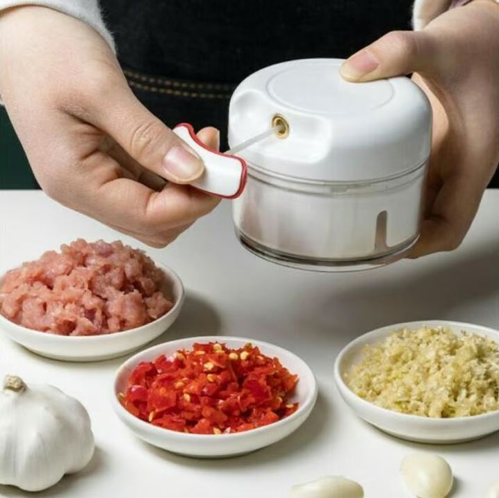 Manual Food Chopper - Mini Pull String Vegetable Chopper for Kitchen