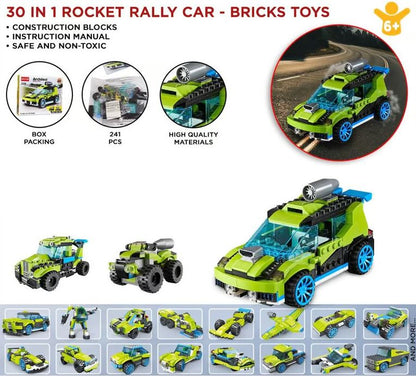 30-in-1 ریلی کار بلڈنگ بلاکس سیٹ - 241 ٹکڑوں کا تعمیراتی کھلونا 6+ بچوں کے لیے - 3128