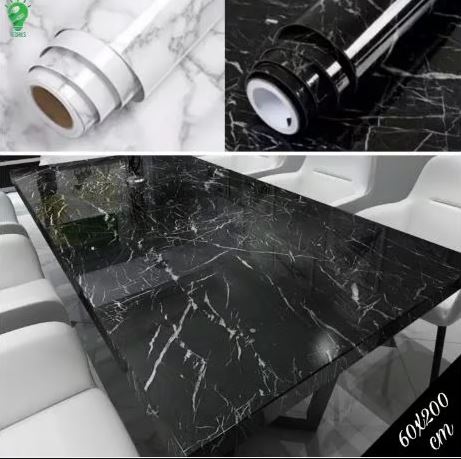واٹر پروف ماربل ٹیکسچر وال پیپر شیٹ - خود چپکنے والی آرائشی فلم 60x200cm