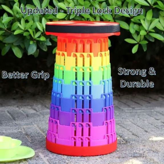 فولڈ ایبل ایکسٹینشن اسٹول - کیری اسٹریپ کے ساتھ پورٹ ایبل رینبو سٹیپ اسٹول (90 کلو کی گنجائش)