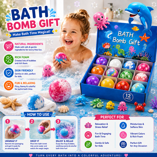 Kids Bath Bombs with Surprise Toys Inside – 12 Pack Gift Set