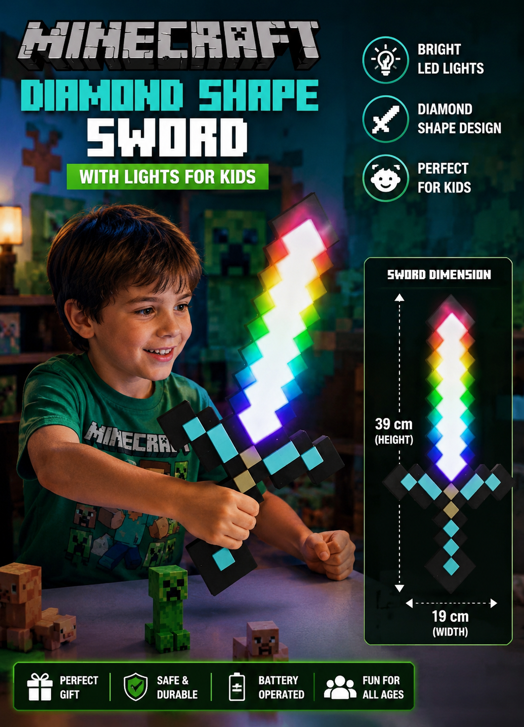 Minecraft Diamond Sword LED Night Light