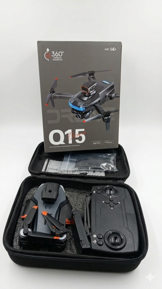 Q15 Pro Drone – 360° Obstacle Avoidance | Dual Camera | Foldable RC Quadcopter