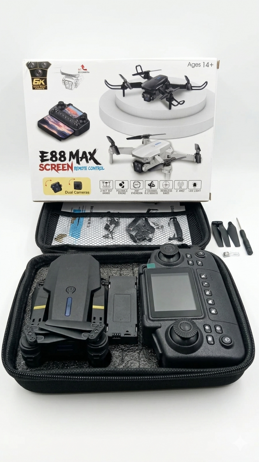E88 MAX HD Dual Camera Drone with Screen Remote Control – Foldable RC Quadcopter