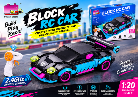 Pingao Block RC Car 212pcs 2.4GHz Remote Control Building Set 1:20 Scale