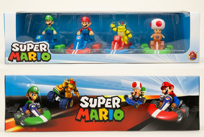 Cleaned Mario Racecars four-model set, front and back views