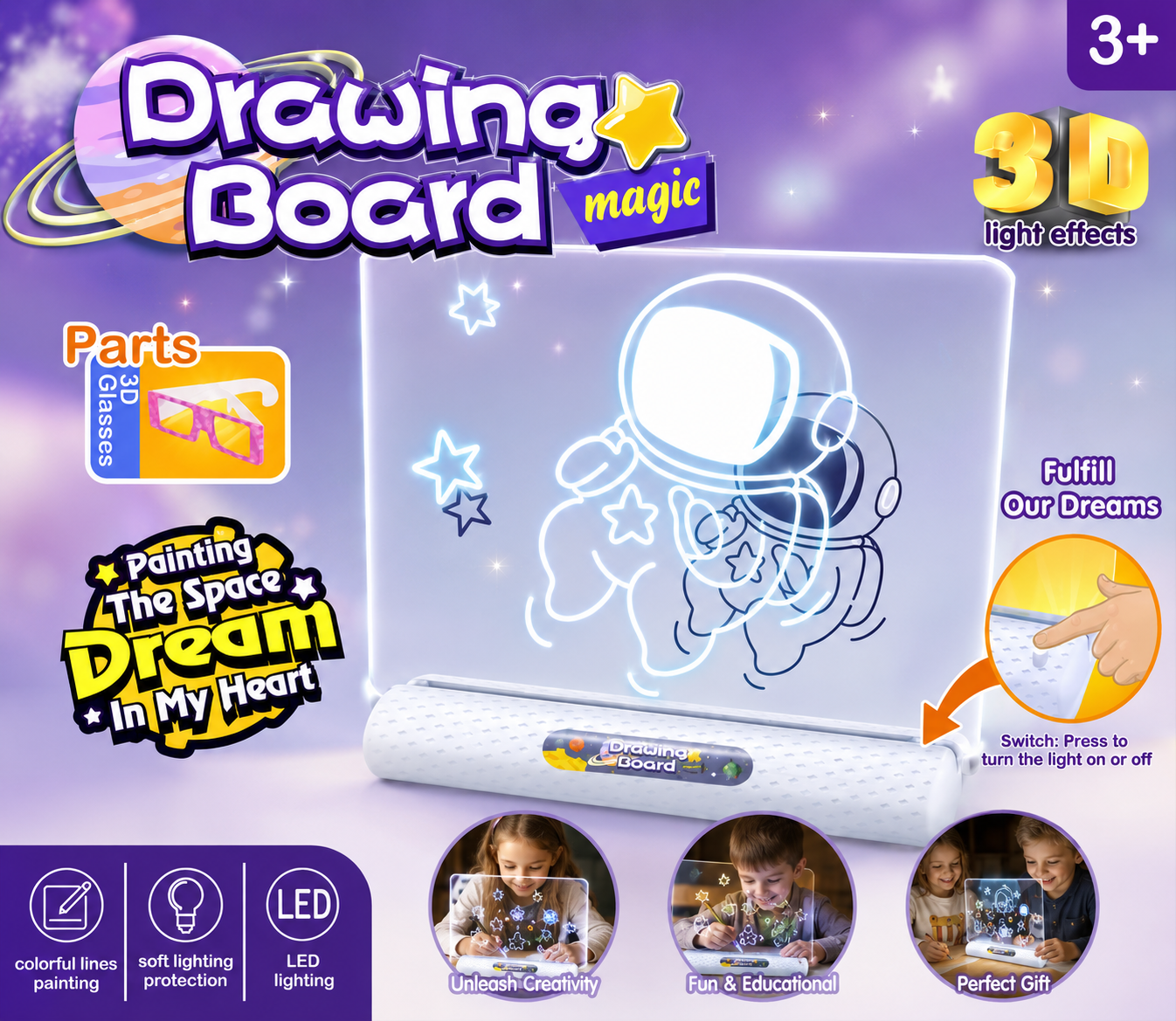 Drawing Board Magic 3D – Kids Creative Light Drawing Tablet