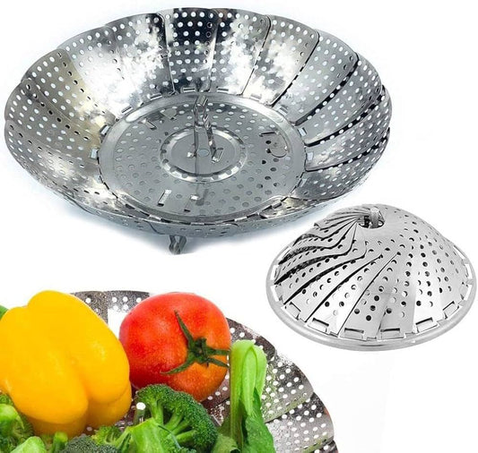 Stainless Steel Momos Steamer Collection – Folding Flower Steamer & Stackable Steamer Plate