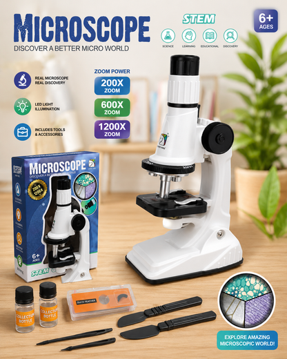 Educational Microscope for Kids - 200X 600X 1200X Magnification STEM Learning Toy