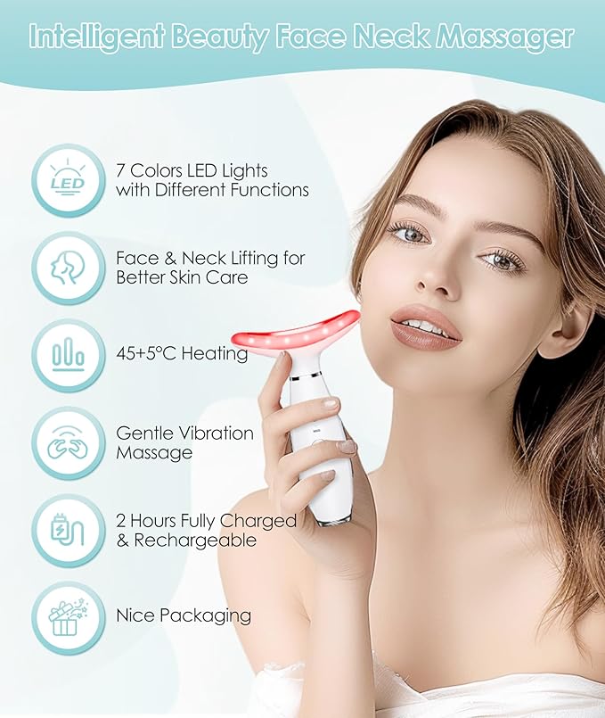 LED Photon Therapy Neck Massager - Anti-Wrinkle Face Lifting Device ...