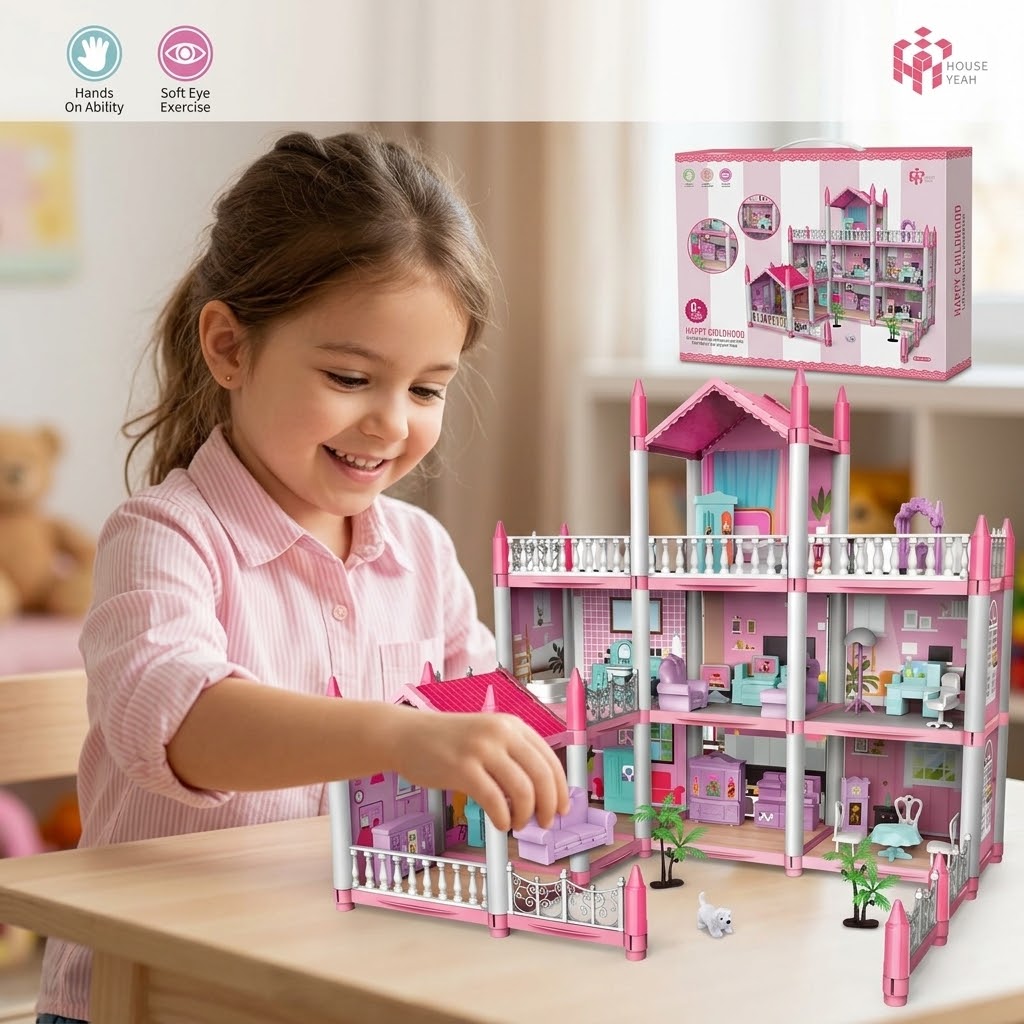 Dream Big Play House – 3-Storey Doll House with Furniture - 462-09