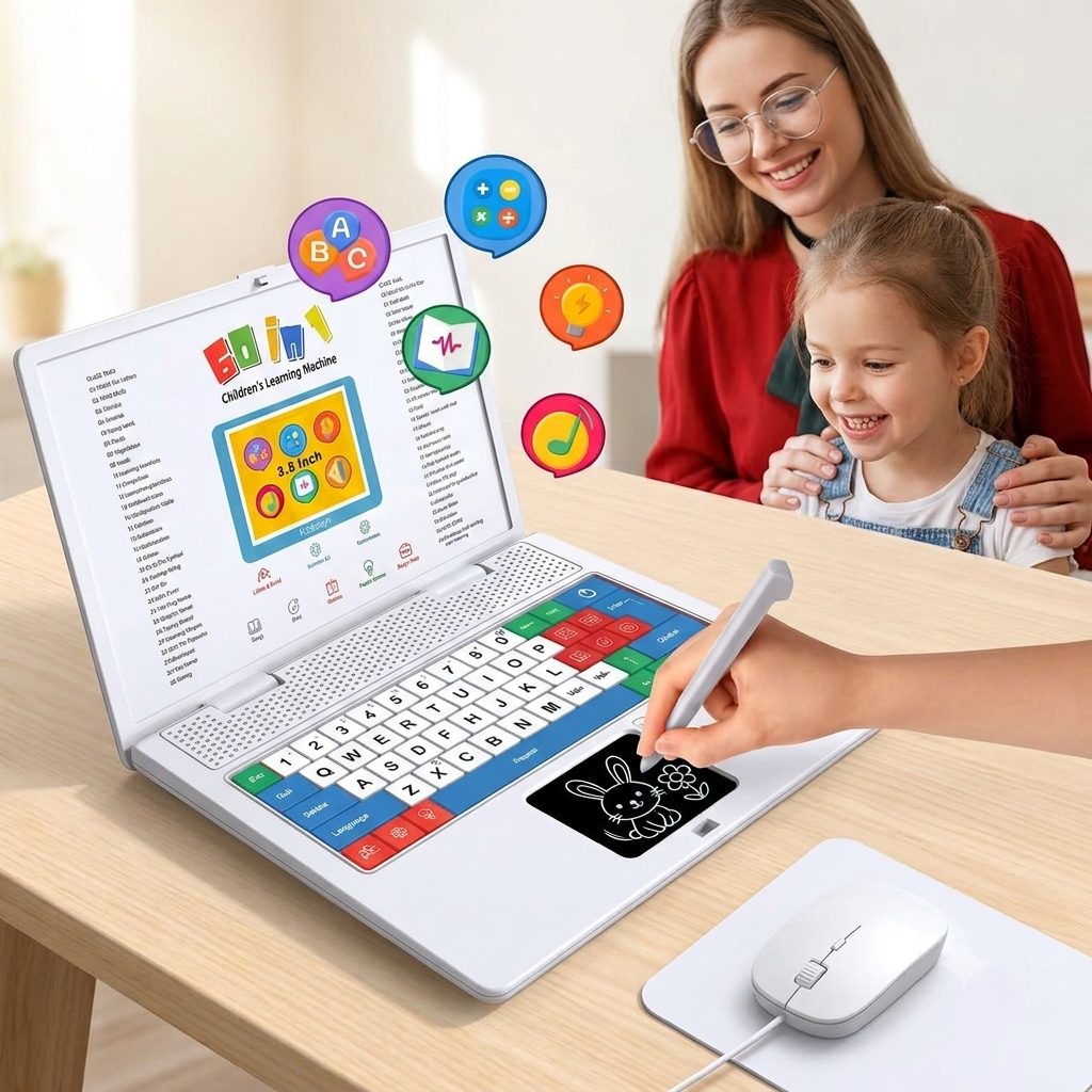 60-in-1 Kids Educational Learning Laptop Toy – White | ABC, Math, Music & Drawing | Ages 3+