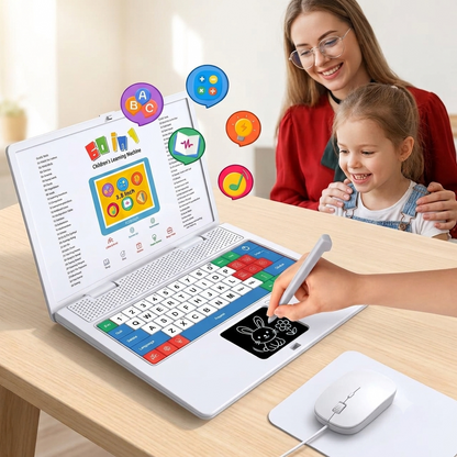 60-in-1 Kids Educational Learning Laptop Toy – White | ABC, Math, Music & Drawing | Ages 3+