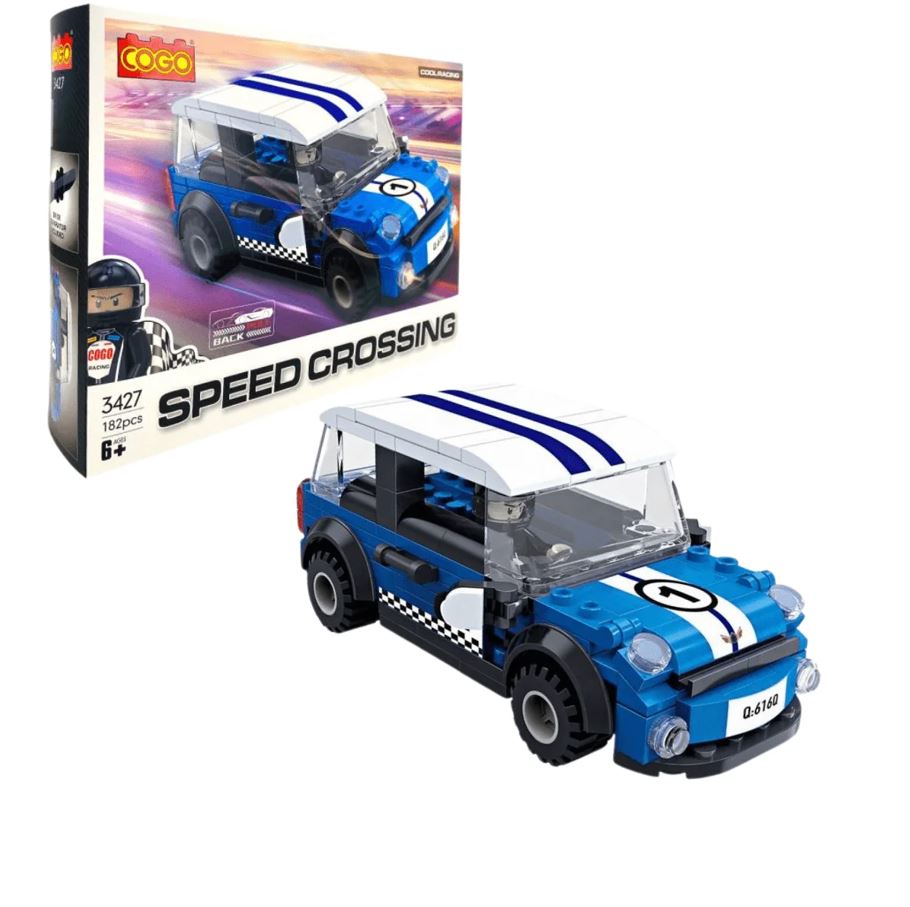 COGO Speed Crossing Pullback Racing Car Building Blocks – 182 Pcs (Ages 6+) - 3427
