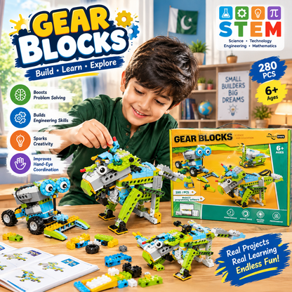 Gear Blocks STEM Building Set with WeDo 2.0 Programming Software, 280 Pieces, Ages 6+