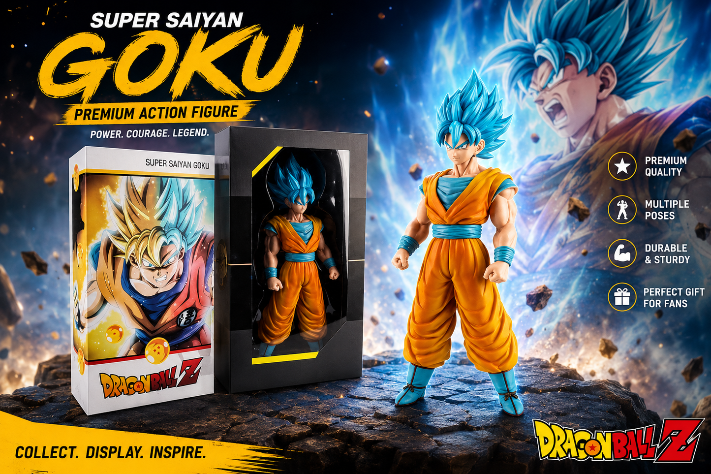 Dragon Ball Z Super Saiyan Blue Goku Action Figure – 37cm Premium Collectible