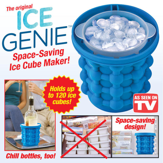 Ice Genie – Space-Saving Silicone Ice Cube Maker (Holds 120 Ice Cubes)