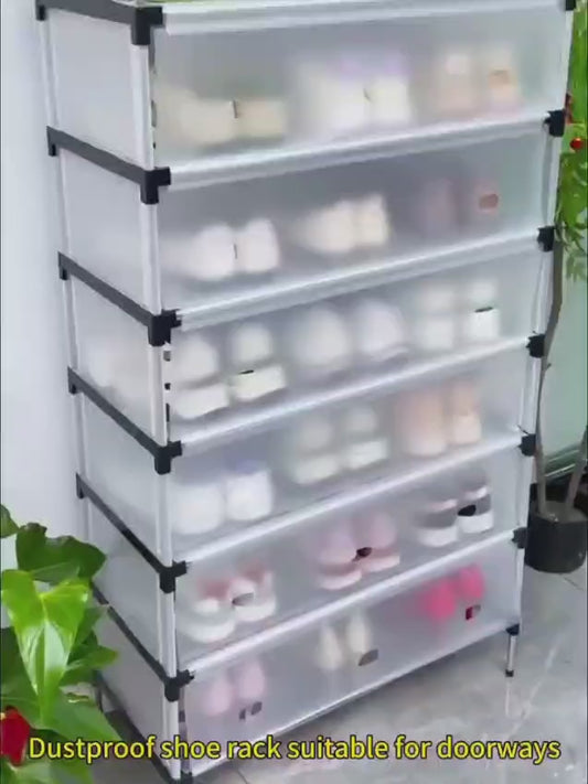 Stackable Dustproof Shoe Rack with Flip-Up Covers | 5, 6 & 7 Layers