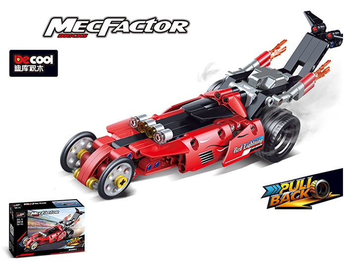 Decool MecFactor Flame-Galewheel Pull Back Racing Car (204+ Pcs) – Ages 6+ - 3814