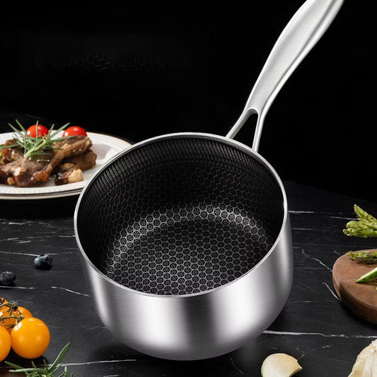 Triply Honeycomb Design Stainless Steel Saucepan – 18 cm with Glass Lid
