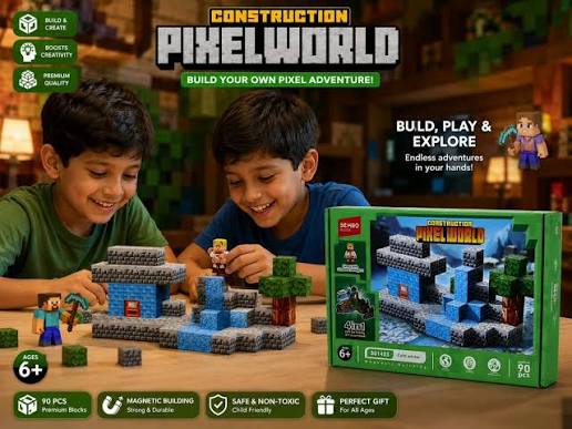 Sembo Pixel World Magnetic Building Blocks – Cold Winter Set 4-in-1 | 90 Pcs | Ages 6+ - 301403