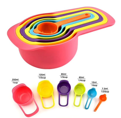 6-Piece Rainbow Measuring Cups & Spoons Set – Nesting Kitchen Tool Kit