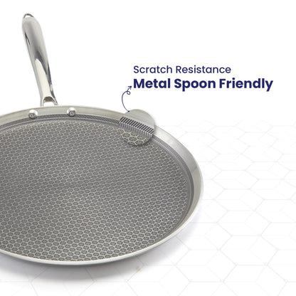 Honeycomb Series Tawa – Stainless Steel Triply Cookware (32cm / 34cm)
